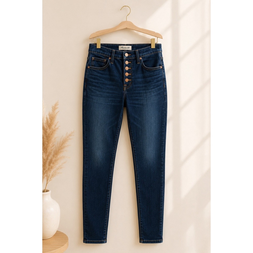 Madewell Jeans Women's 9" High Rise Skinny Jeans Button Fly Dark Wash 30P NWT